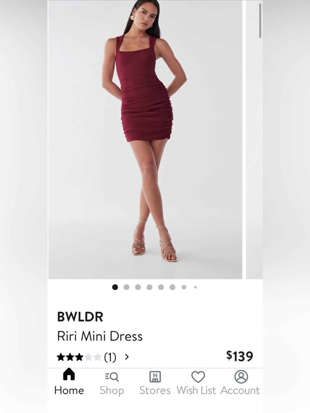 Riri Mini Dress in Burgundy- size 4